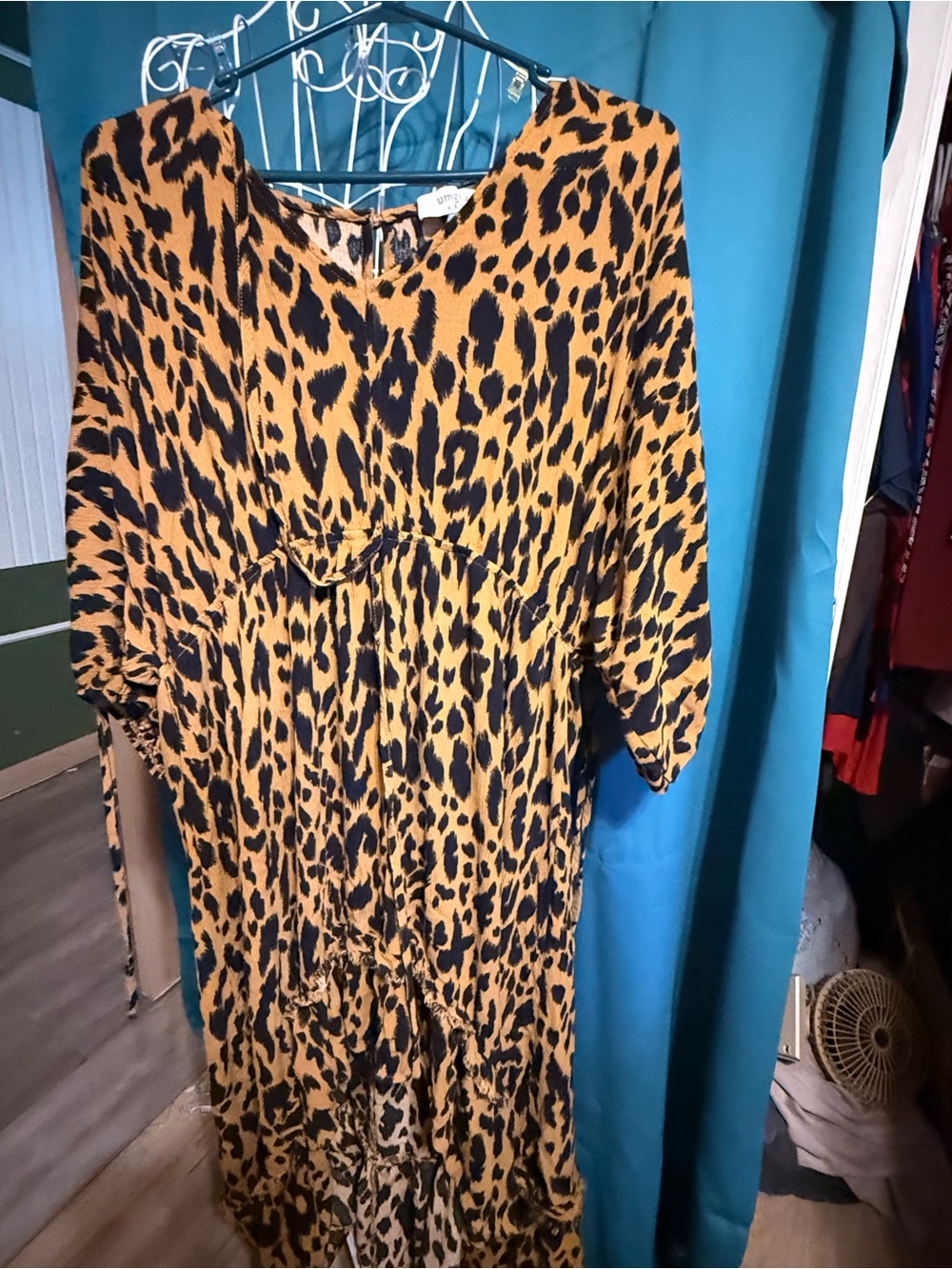 Umgee Leopard-Print Maxi Dress in Mustard and Black